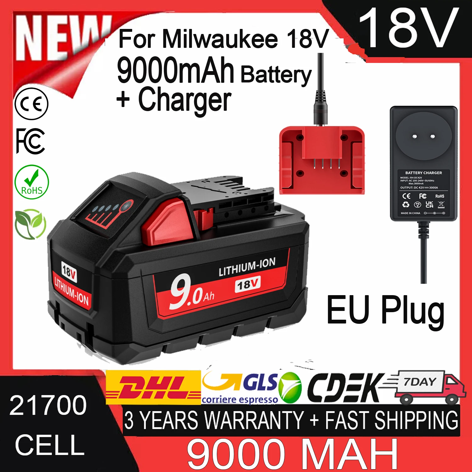 For Milwaukee M18 18V Battery 9Ah 21700 Lithium-ion Battery Replacement Battery For Milwaukee  48-11-1860 48-11-1850 Power Tool