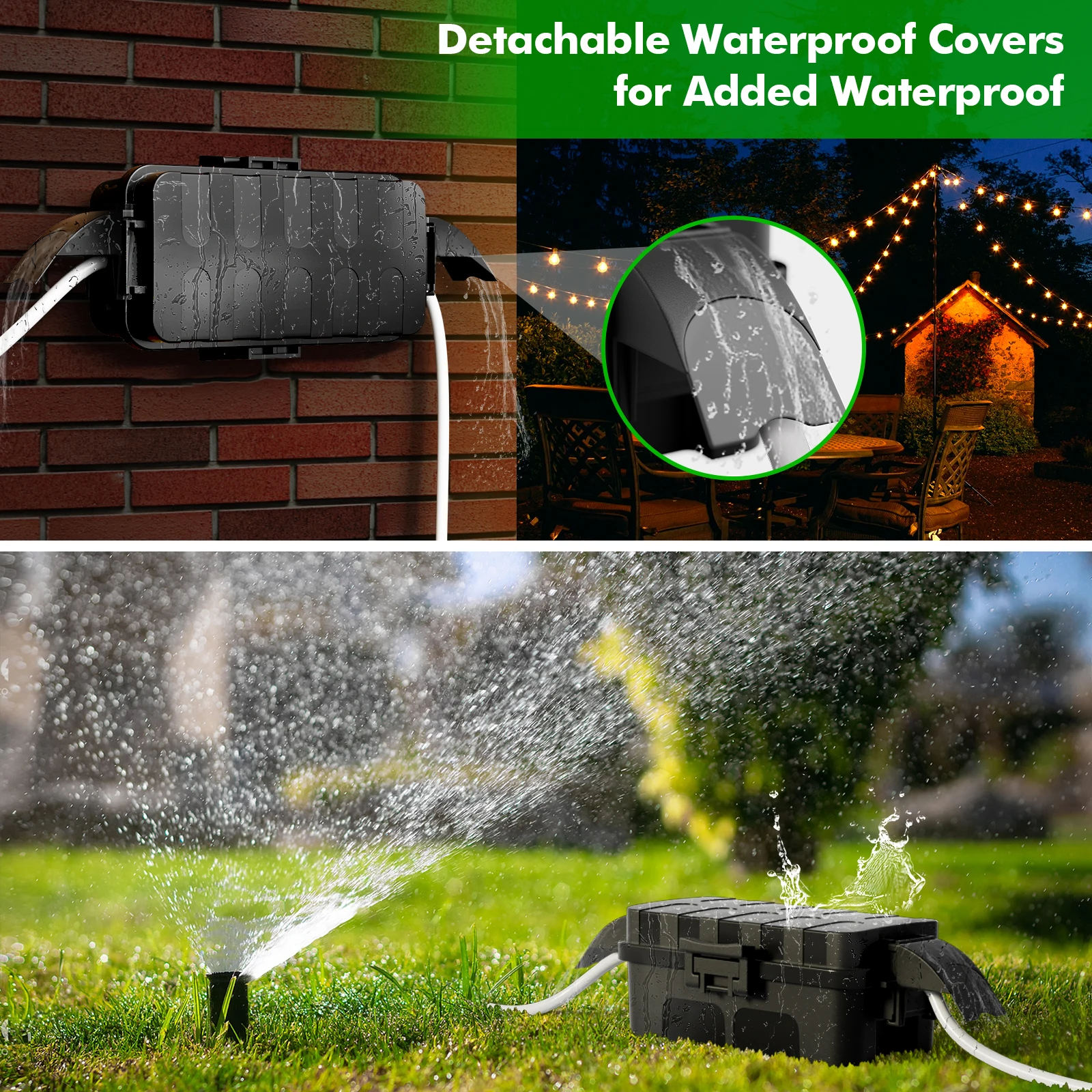 RESTMO 32 x 22 x 13 cm Copertura per prolunga esterna resistente alle intemperie Scatola per cavi impermeabile di grandi dimensioni con 1 scatola media per uso esterno