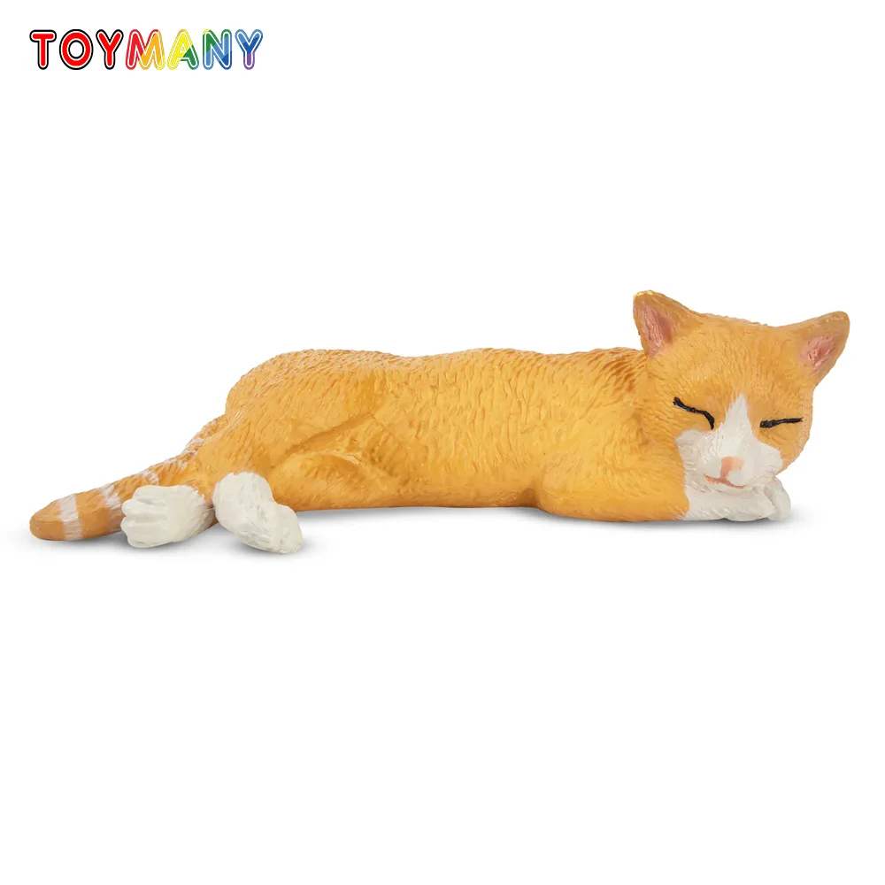 Toymany Simulation Lying Orange Cat Cat Pet Animal Model Toy Mini Figures Dolls Action Figurines Toys Children Gift