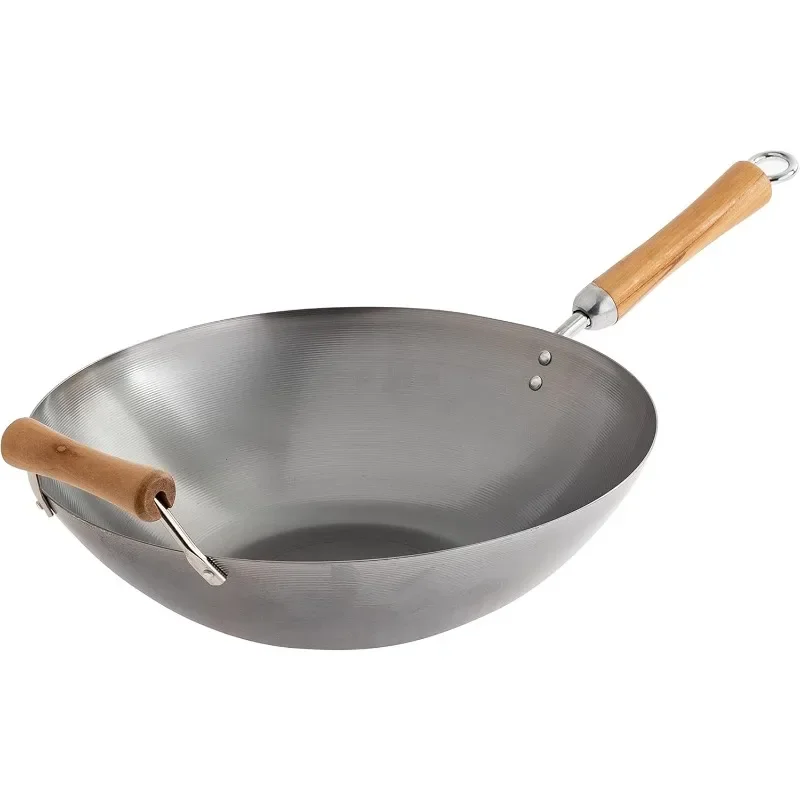 Classic Series 14-Inch Carbon Steel Wok with Birch Handles