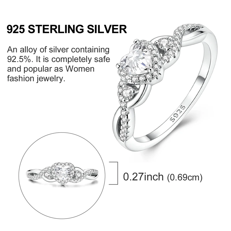 Women Rings 925 Sterling Silver Sparking Zirconium Ring Infinite Love Wedding Rings For Engagement Jewelry Anniversary Gift view 4