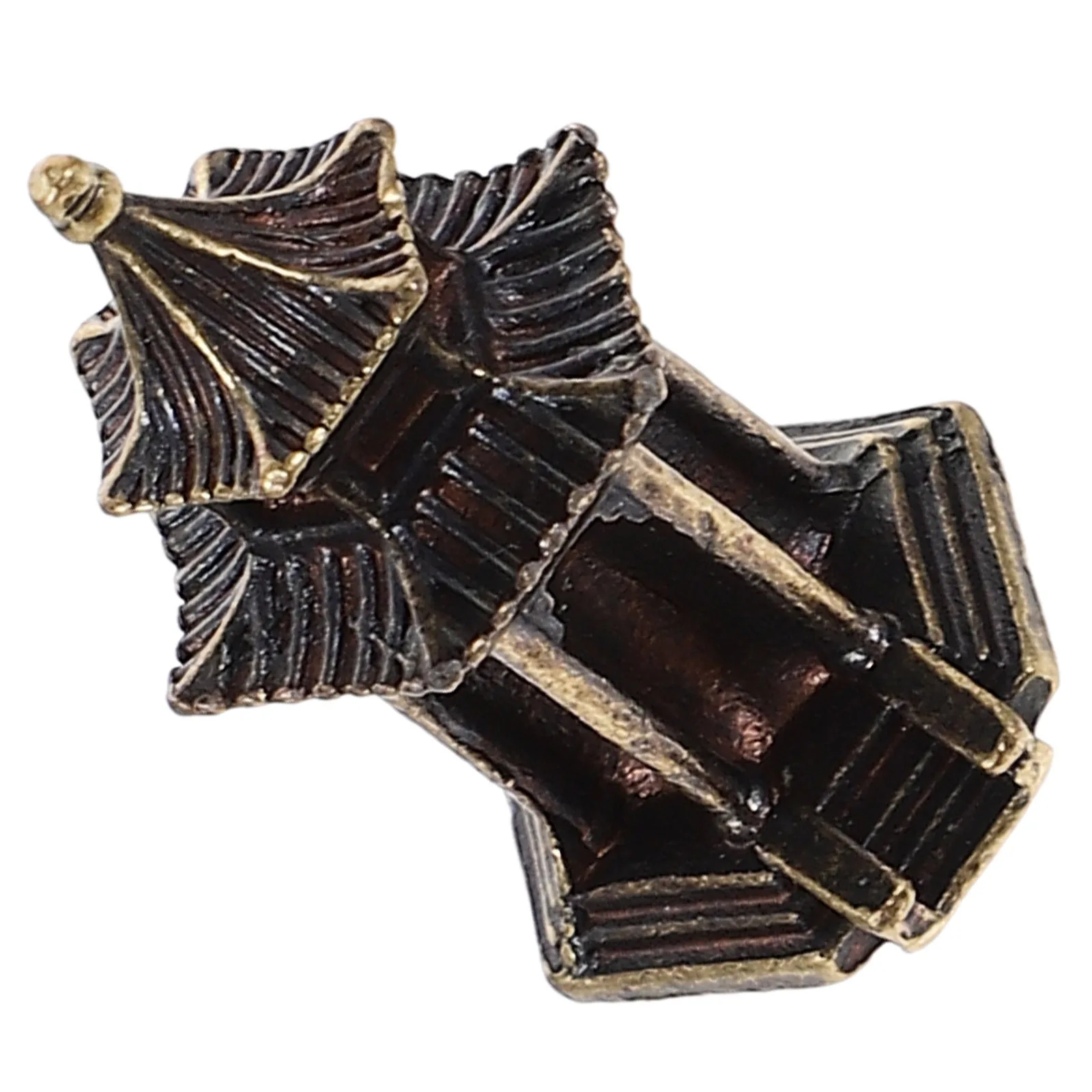 

Mini Pavilion Statue Stylish Metal Garden Bonsai Fish Tank Zen Desktop Ornament Micro Landscape Pavilion Decoration