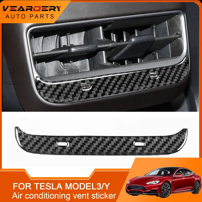 

Suitable for Tesla Model Y 2020+Model 3 2017-2022 Carbon fiber rear air conditioning outlet decorative cover