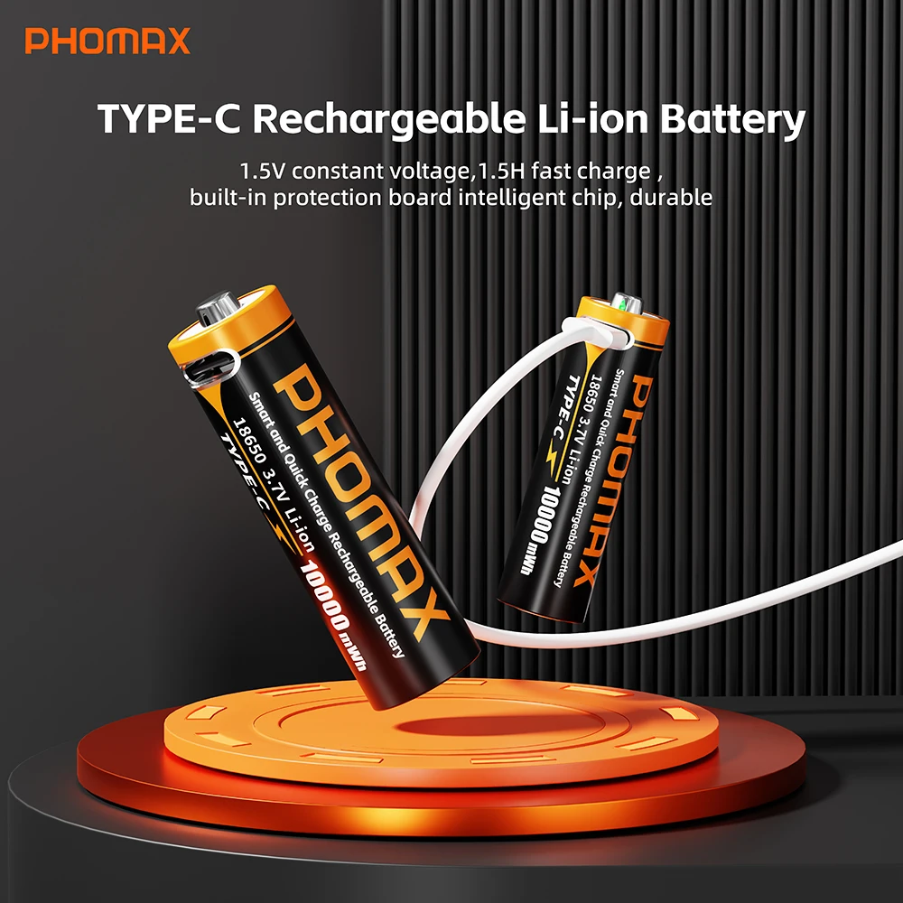 PHOMAX 18650 10000mWh Rechargeable Battery 3.7V Lithium-ion Batteries For Pointer Doorbell Flashlight Toy Car Microphone Audio