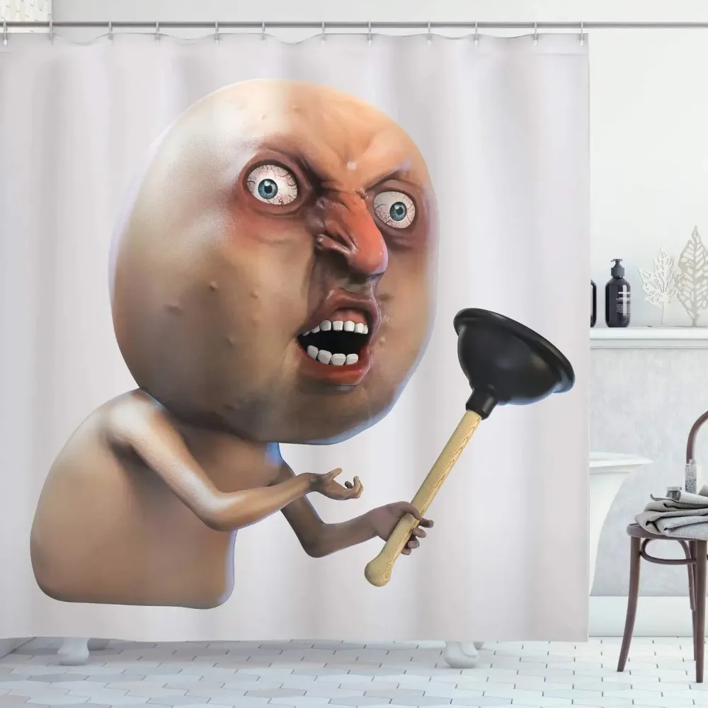Humor Shower Curtains,Comics Bathroom Curtains Waterproof Polyester Fabric Bathroom Decor,hooks