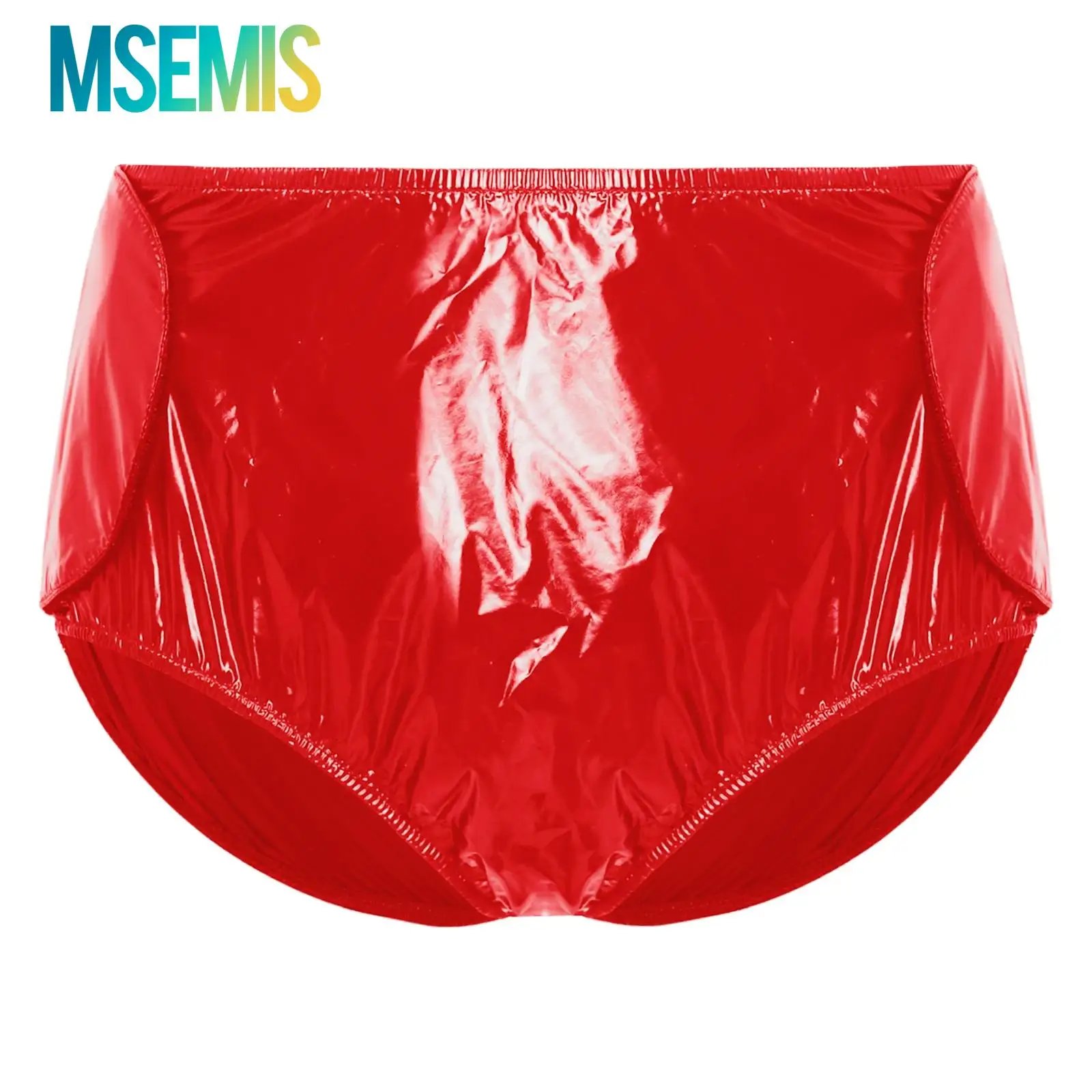 Women's Swimsuit Shiny Vinyl Waterproof Special Need Underwear Reusable Swim Diaper Cover Incontinence Briefs Swimwear Bottom