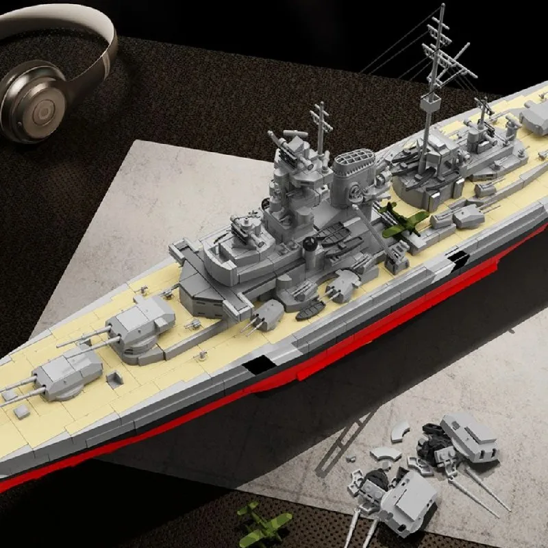 Klemmbausteine 1:300 Bismarck-Klasse Schlachtschiff Bausteine Set Militärisches Kriegsschiff Modellbausatz Jungen Spielzeug Erwachsene Kinder DIY Heimdekoration Geschenk 2686 Teile – Detail 5