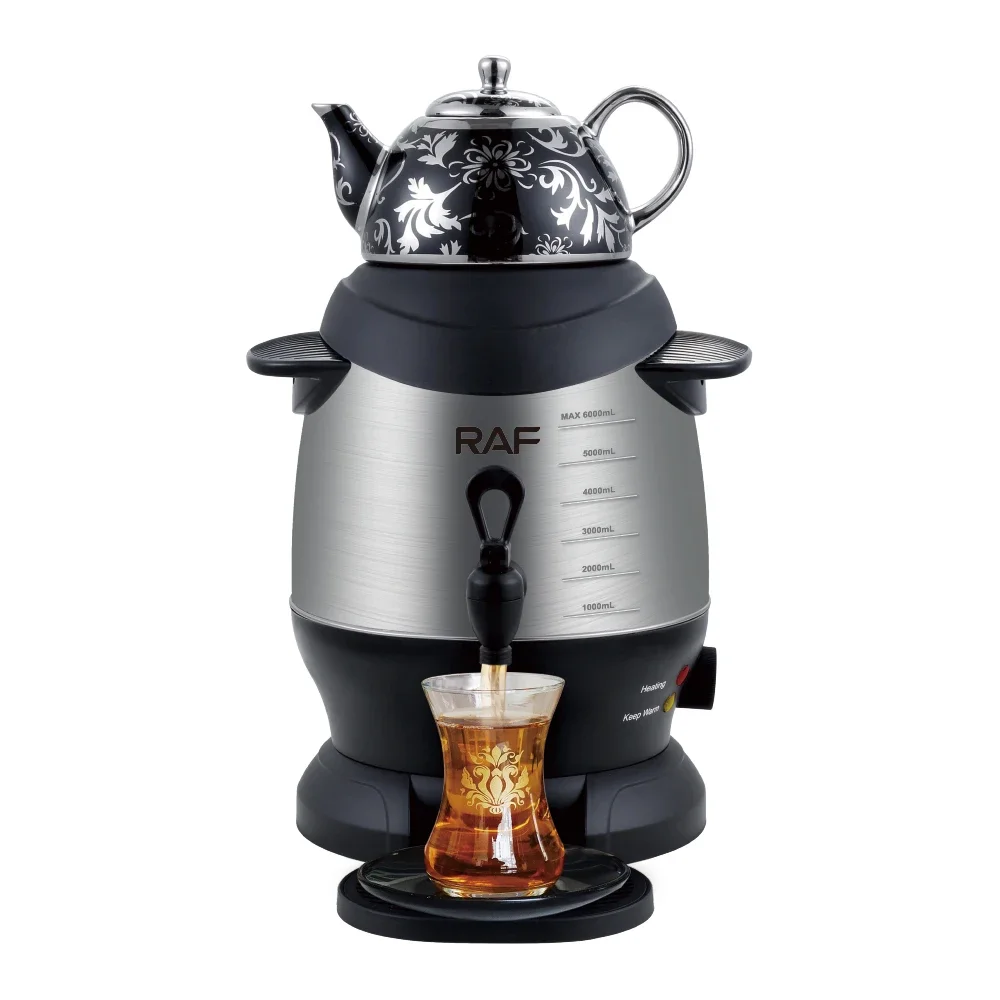 l # Popular Electric Samovar 6 Litre Tea Pot Stylish Turkish Russian Stainless Steel Tea Maker