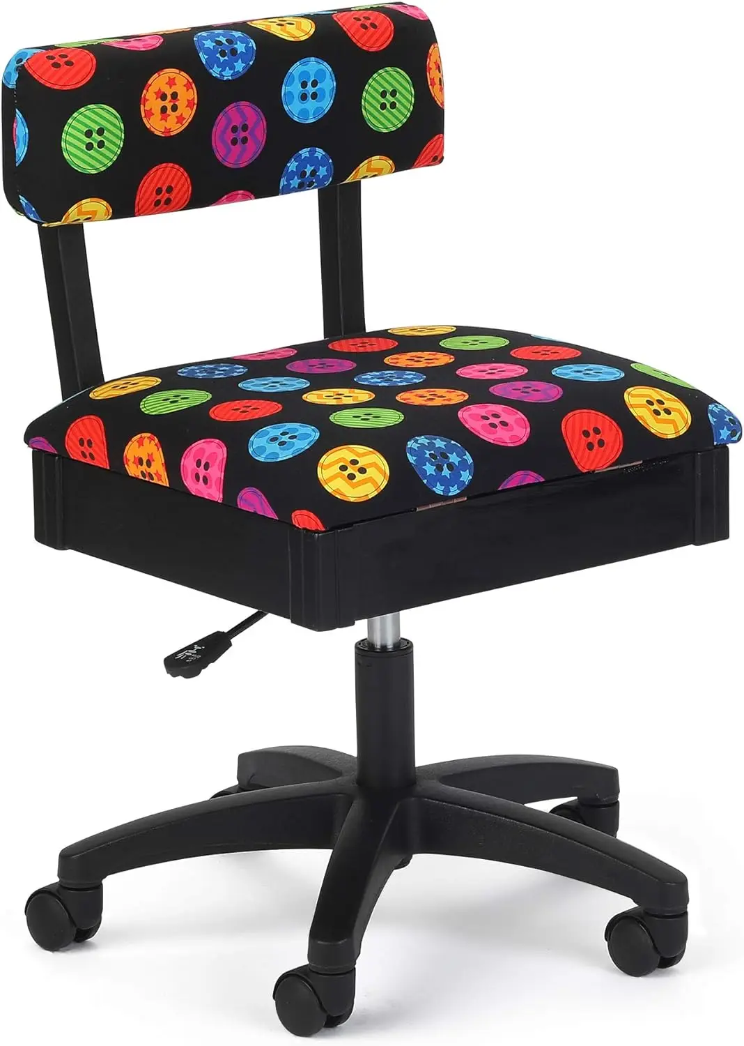 Arrow Sewing H8013 Adjustable Height Hydraulic Sewing and Craft Chair with Under Seat Storage and Printed Fabric