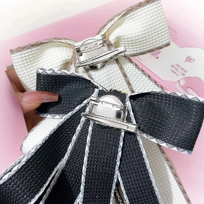 Fashionable Bow Tie Pin, Korean Styled, Black and Pearl, Women's Mourning Corsage Brooch for Clothes
