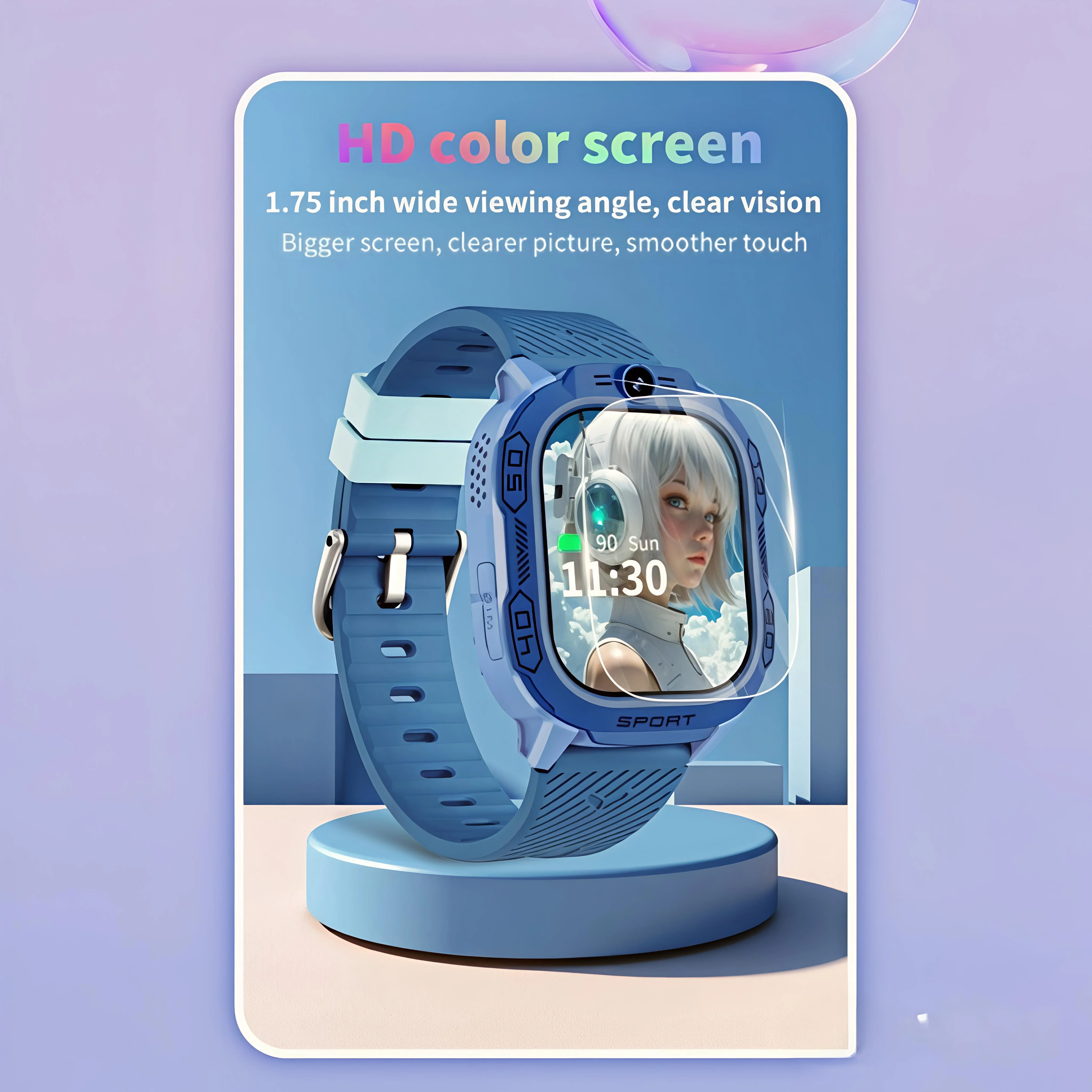 T70 Kids Smartwatch for Birthday Gift with SIM Card GPS Tracking Video Call Function Waterproof Parental Remote Monitoring