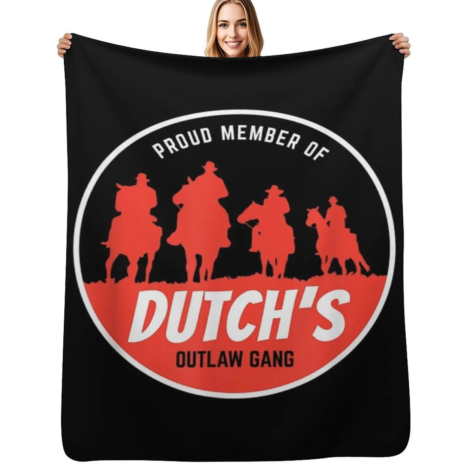 

Dutch's Gang - Red Horse & Cowboy Adventure - Gamer Throw Blanket Cozy Napping Blanket Gift for Mom Dad