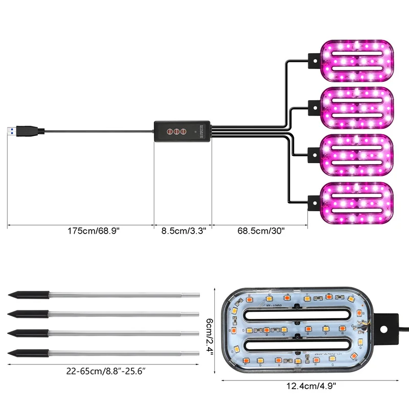 LED Plant Grow Light 4 In 1 USB Grow Lights For Indoor Plants Full Spectrum 3 Illumination Mode Growth Light For Indoor Planting