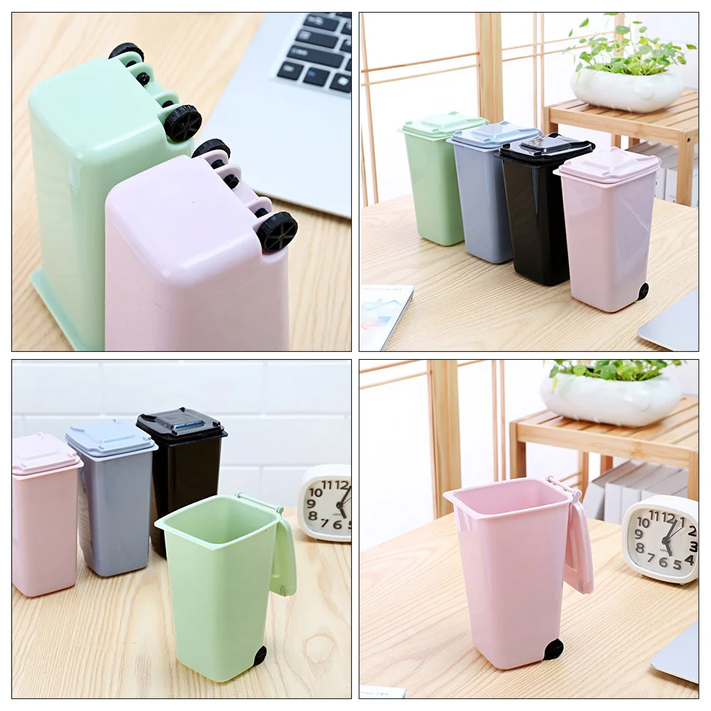 

3 Pcs Desktop Trash Can Pen Holder Bathroom Dump Cans for Dumps Office Bin Mini Rubbish Garbage Tiny Trashcan Small