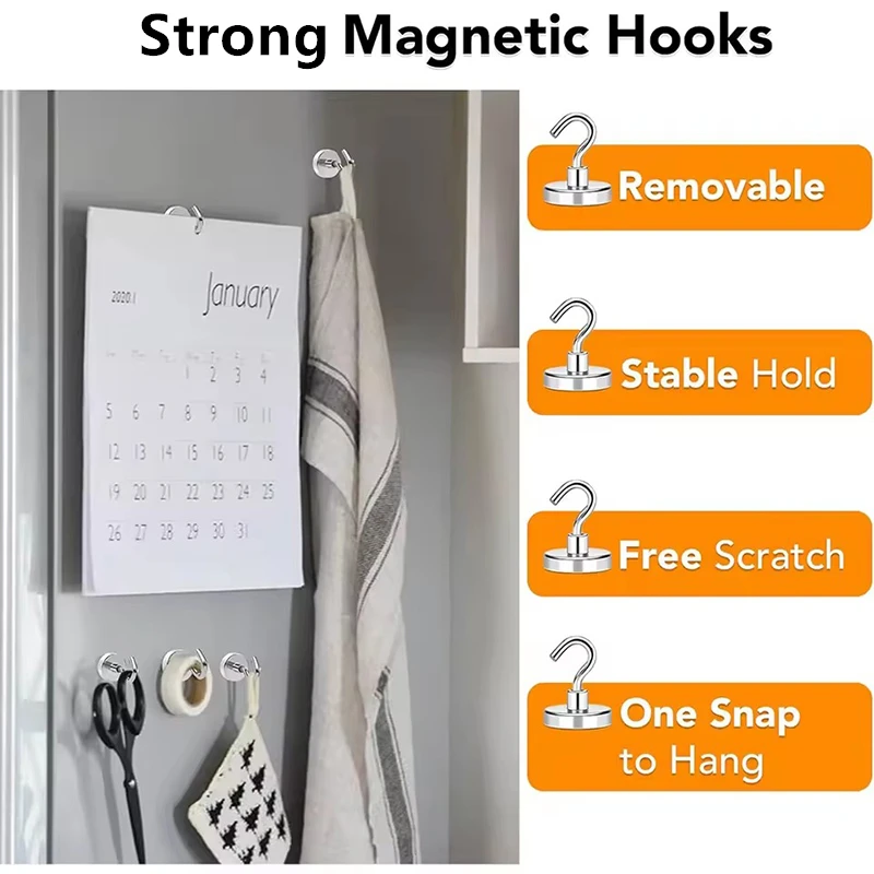 12/16/20mm Super Strong Neodymium Magnet Powerful Magnetic Hooks Perfect for Office School Garage Home Kitchen Multi-Purpose Use