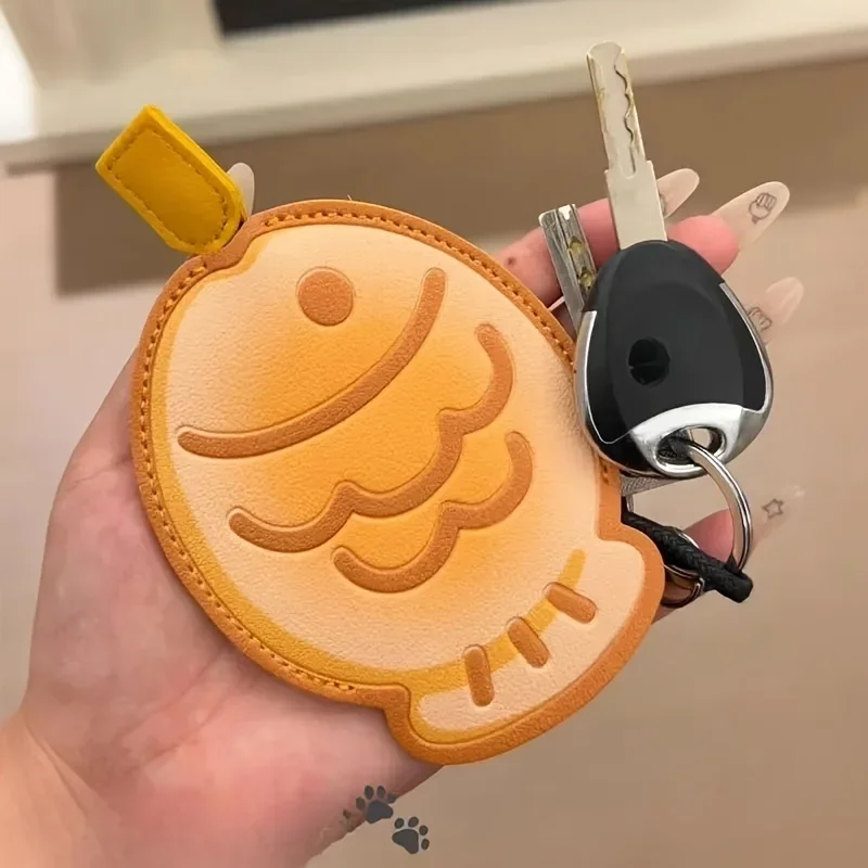 Taiyaki Car Key Pouch Pull-Out Cartoon Open-Top Pendant Case Unisex Creative Cute Decor for Men Women Ideal Gift for Car Owners