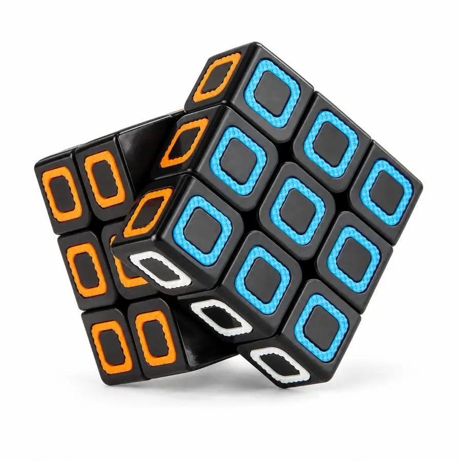 3x3 Puzzle Cube Colorful Square Outline Pattern Black Brain Teaser Logic Game Toy For Kids Adults Travel Party Birthday Gifts