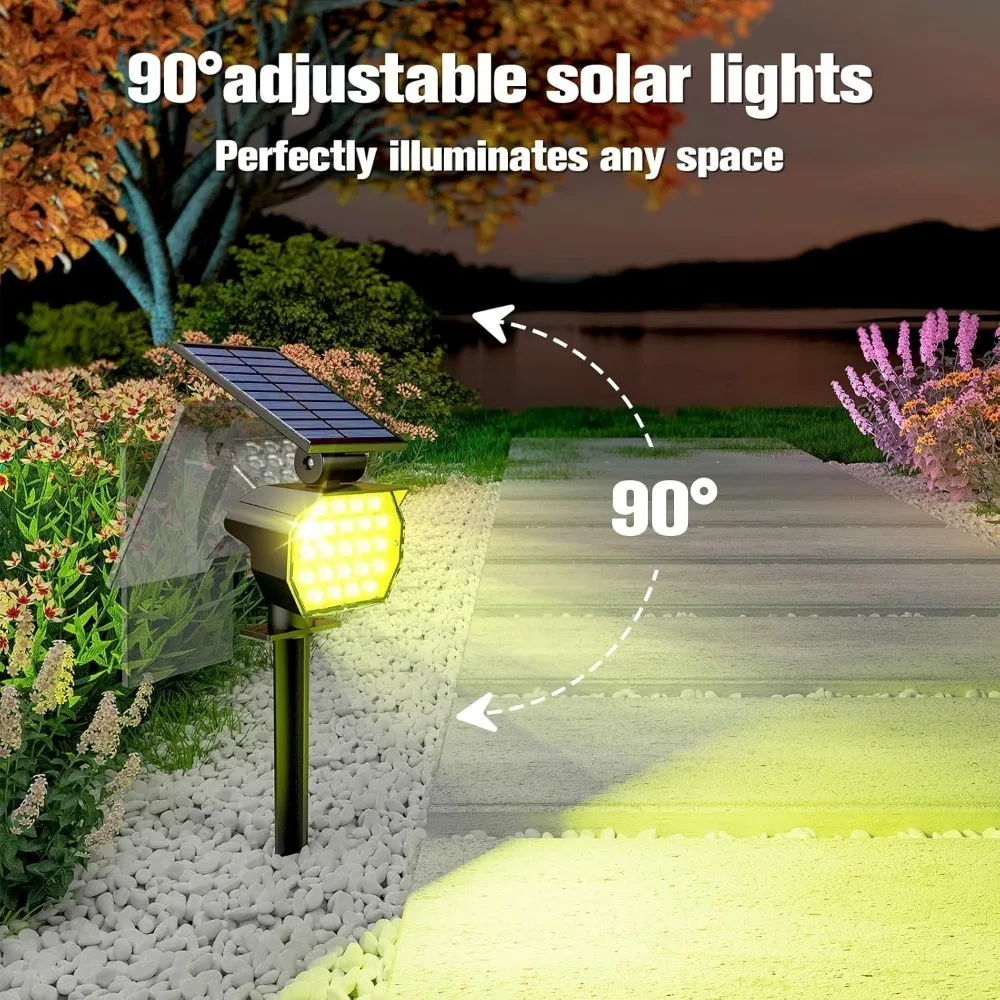 Luz solar externa que muda de cor, 7 modos de iluminação, RGB, IP67 à prova d'água, holofote de paisagem multicolorido