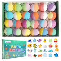 Bombas de Baño para Niños con Sorpresa en el Interior, Paquete de 24 Bombas de Baño para Niños, Set de Regalo de Bombas de Baño Efervescentes Naturales y Orgánicas para Niñas y Niños