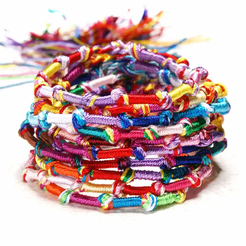 

Bulk Buy Colorful String Bracelets Woven Friendship Bracelet Adjustable Rope with Lucky Knots 50pcs lot Free Ship