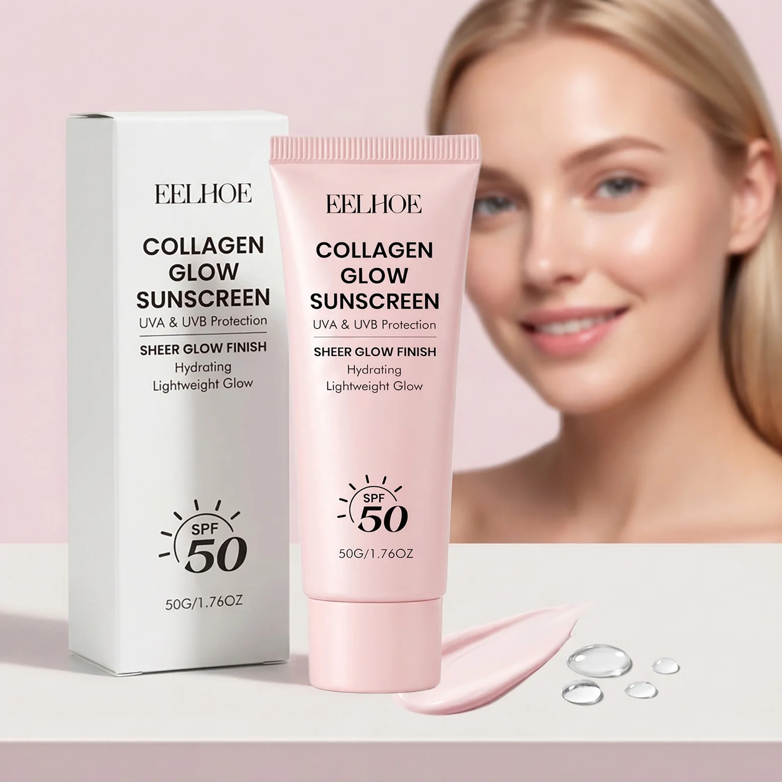 EELHOE Sun Cream SPF 90+ PA++++ 40g Glow Sunscreen for Face Sunblock Deeply Hydrates Repairing Facial Cream Skin Care
