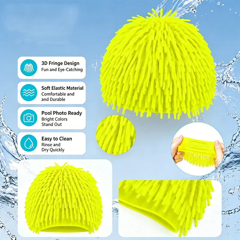 3D Burr Quick Draining Fun Swimming Cap Elastic Comfortable Fit Not Pressing The Head Adult Creative Funny Silicone Swimming Cap