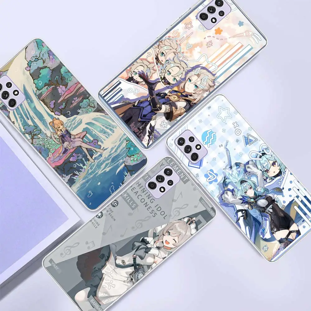 Caixa macia do telefone do silicone do impacto do anime dos desenhos animados Genshin, caixa do telefone para Samsung Galaxy A52, A53, A54, A12, A13, A14, A22, A23, A24, A32, A33, A34, A02S