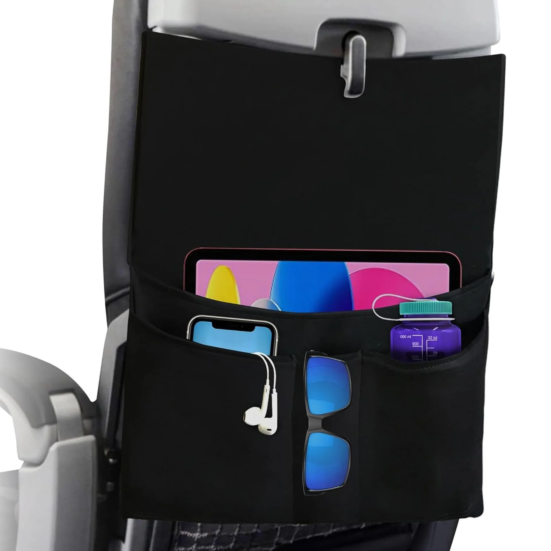 Portable Fabric Hanging Organizer,Airplane High-speed Rail Seat Back Storage Bag,Multi-pocket Travel Pouch for Phone Small Items