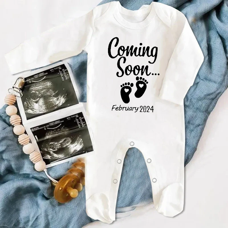 Baby Announcement Coming Soon 2024 Baby Bodysuit Baby Shower Gift New Baby Apparel Baby Babygrow Gender Sleepsuit Infant Romper