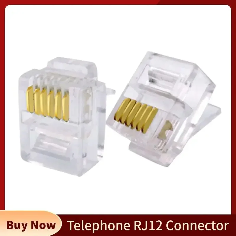 الجملة RJ12 موصل 6P6C وحدات رئيس كابل الهاتف التوصيل مطلية بالذهب تجعيد شبكة RJ 12 موصلات الهاتف المقابس الكريستال