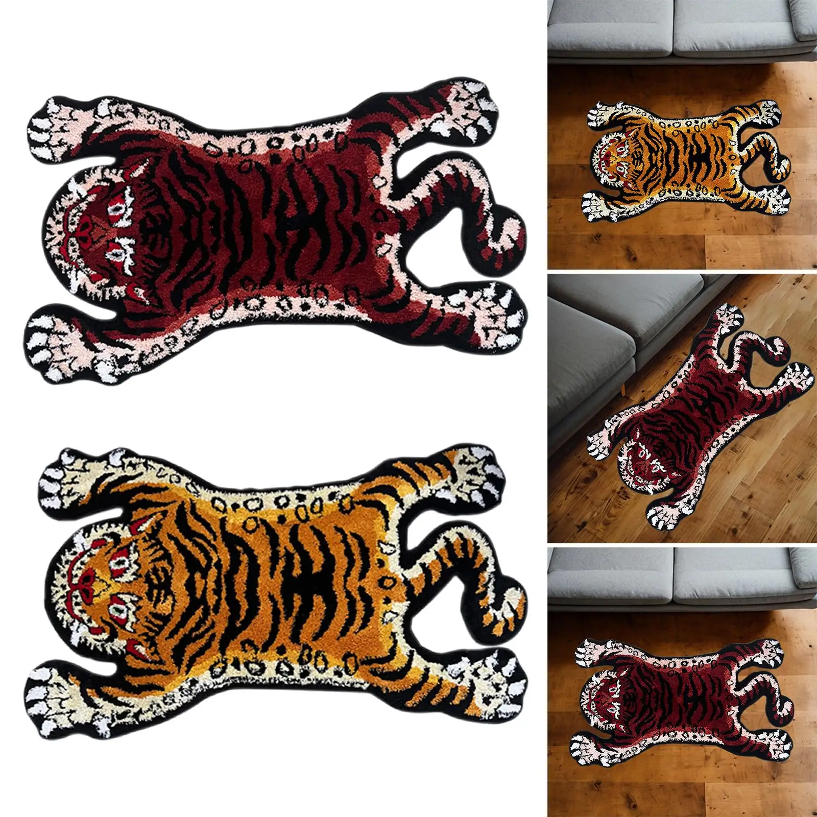 Tiger Rug with Nonslip Backing Cute Area Rug for Bathtub Living Room Bedroom