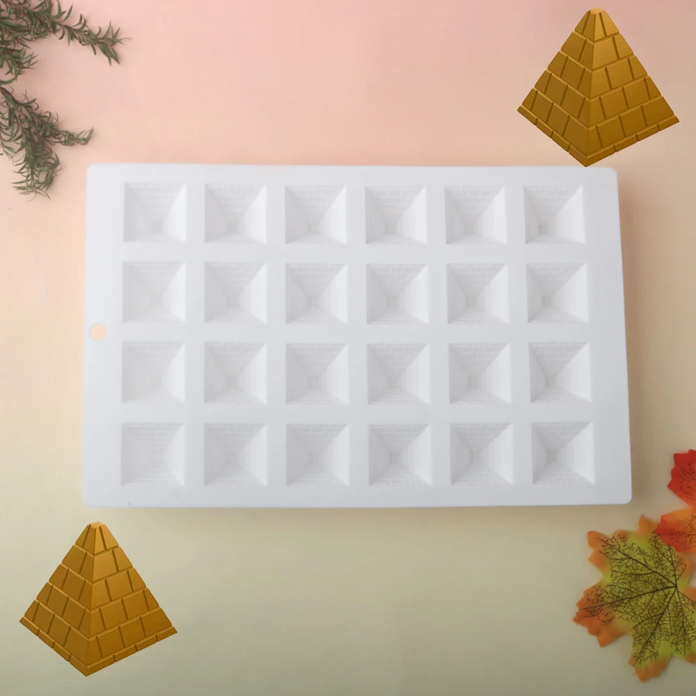 24 Cell Pyramid Shaped Chocolate Moulds Candy Mold Silicone Cake Mold Dessert Making Tools Kitchen Pastry Baking Supplies