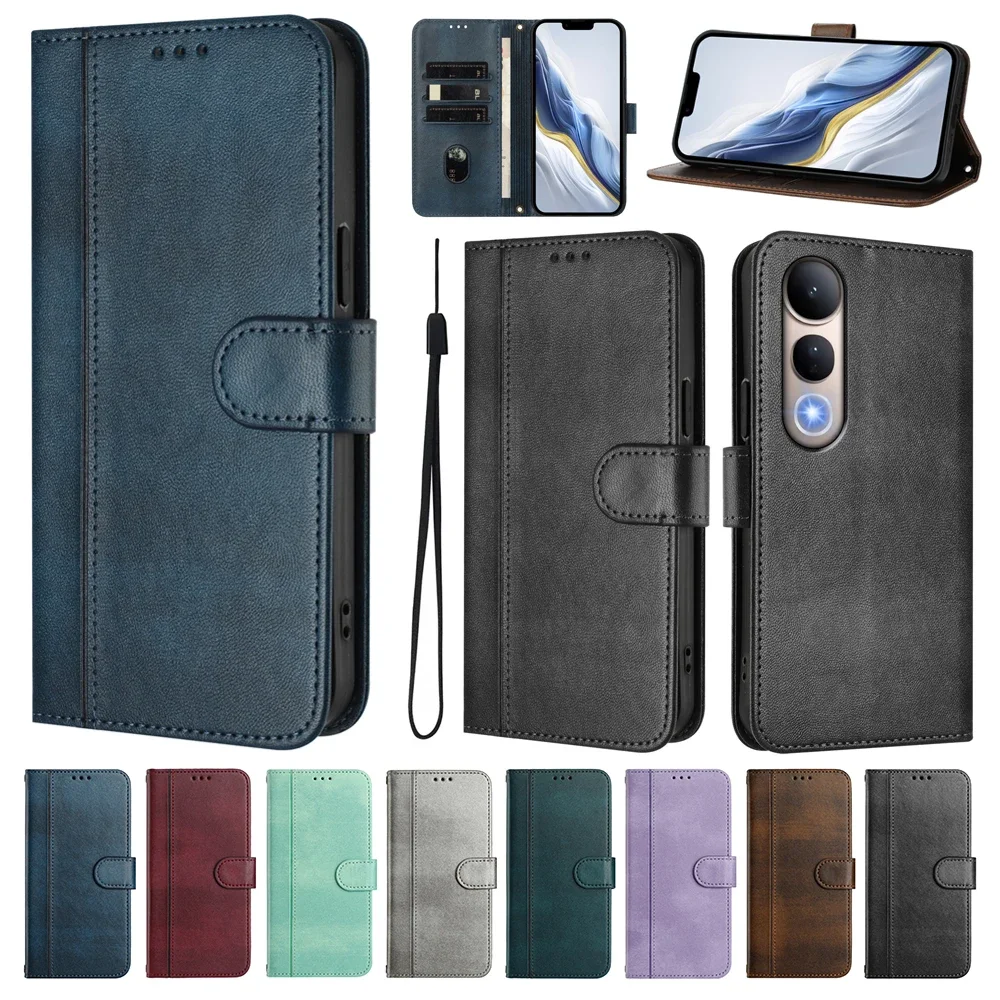 Кожаный чехол-кошелек в стиле ретро для vivo V50 Lite V40 Y04 Y19S Y28 Y29 Y29S Y39 Y76 Y300 X200S X200 Pro iQOO Z9 Z9S Z9X Cover