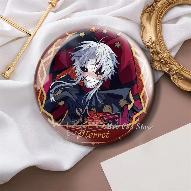 The Freak Circus Brooch Pierrot Harlequin Collection Badge Decors Halloween Clown Game Button Pins Round Related 58mm 75mm view 2