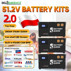 Poland Lifepo4 Battery Kits 48V 51.2V 280AH 310AH 320AH Built In CAN RS485 BMS Lifepo4 Battery Case Rechargeable Batteries Solar