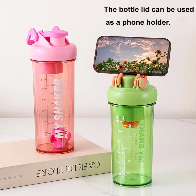 BPA Free Tritan Sports Shaker Cup 700/900ML Phone Holder Mixing Ball Portable Protein Powder Shaker Bottle Gym Sports Outdoor