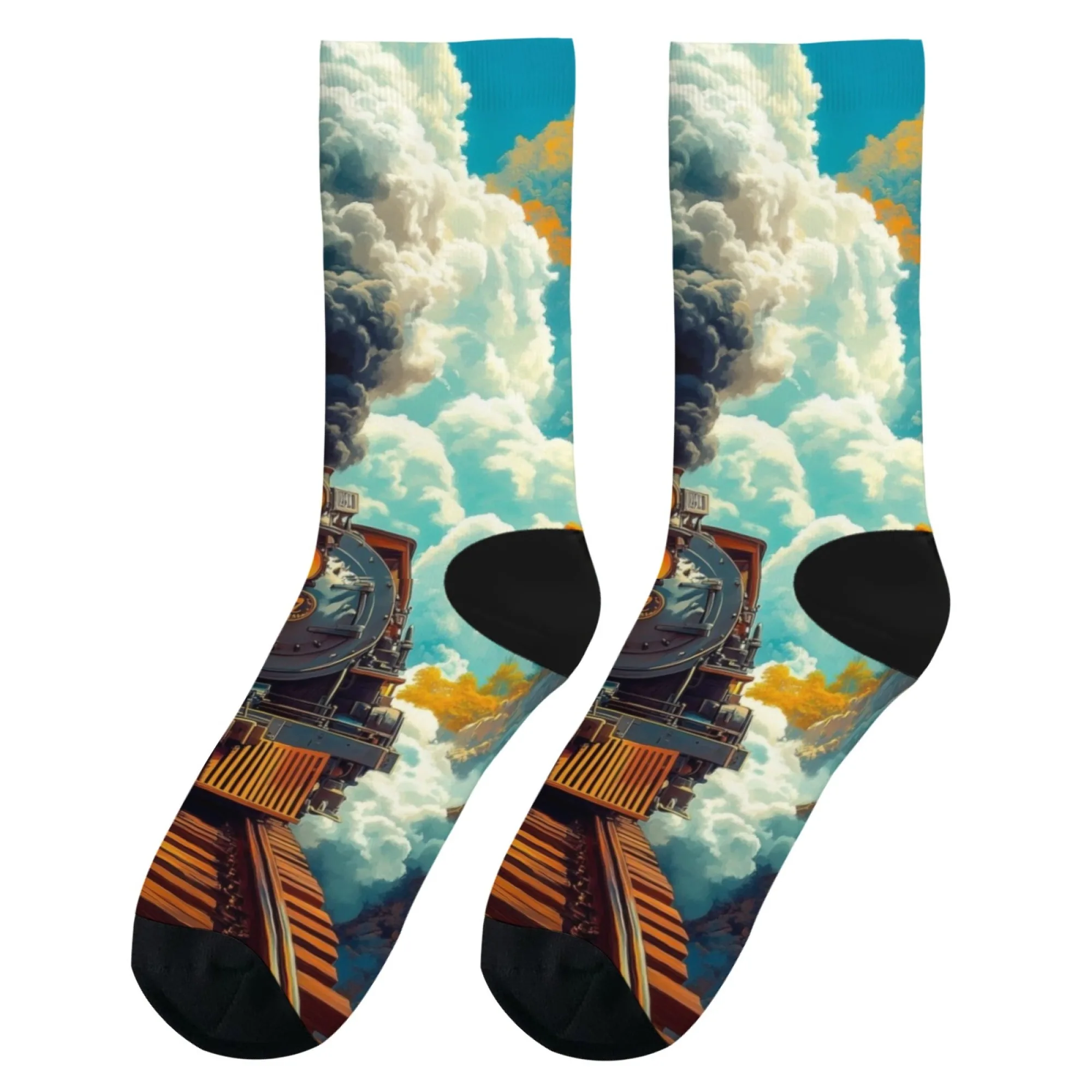Calcetines de tren retro estilo Steampunk para hombre, calcetines deportivos informales a la moda, calcetines interesantes novedosos, cómodos, antideslizantes y cálidos