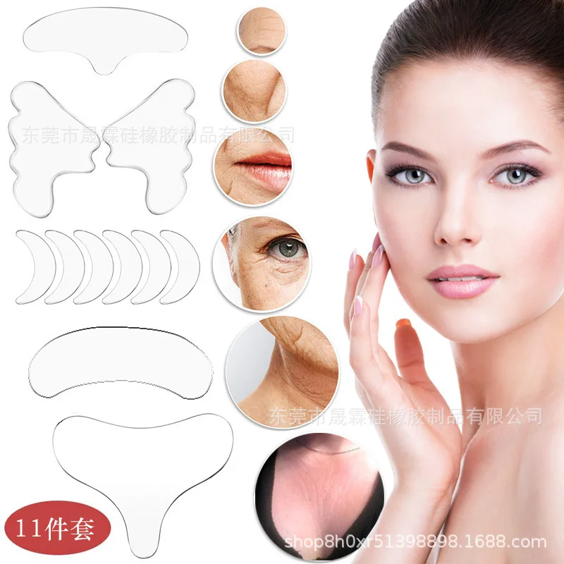 Ladies Silicone Anti-wrinkle Sticker Nasolabial Folds Sticker 11-piece Set Forehead Sticker/neck Sticker/chest Sticker/eye