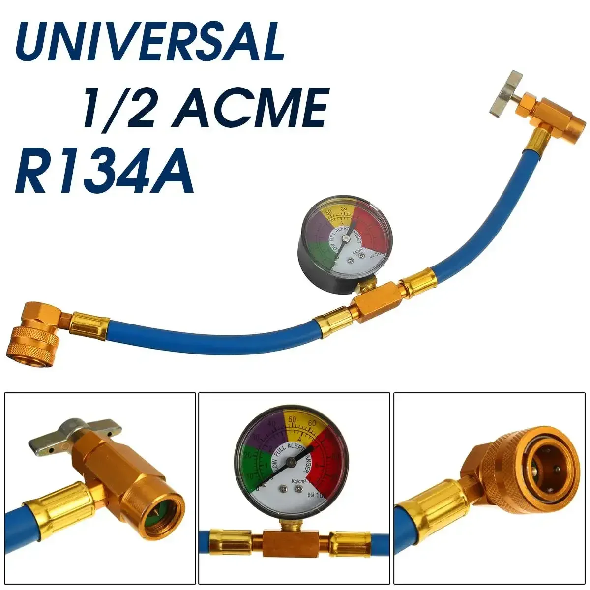 

R134A Car AC Refrigerant Charge Hose Kit With Gauge 1/2ACME Recharge Measuring Kit Can Tap Air Conditioning Pressu Recharge Hose