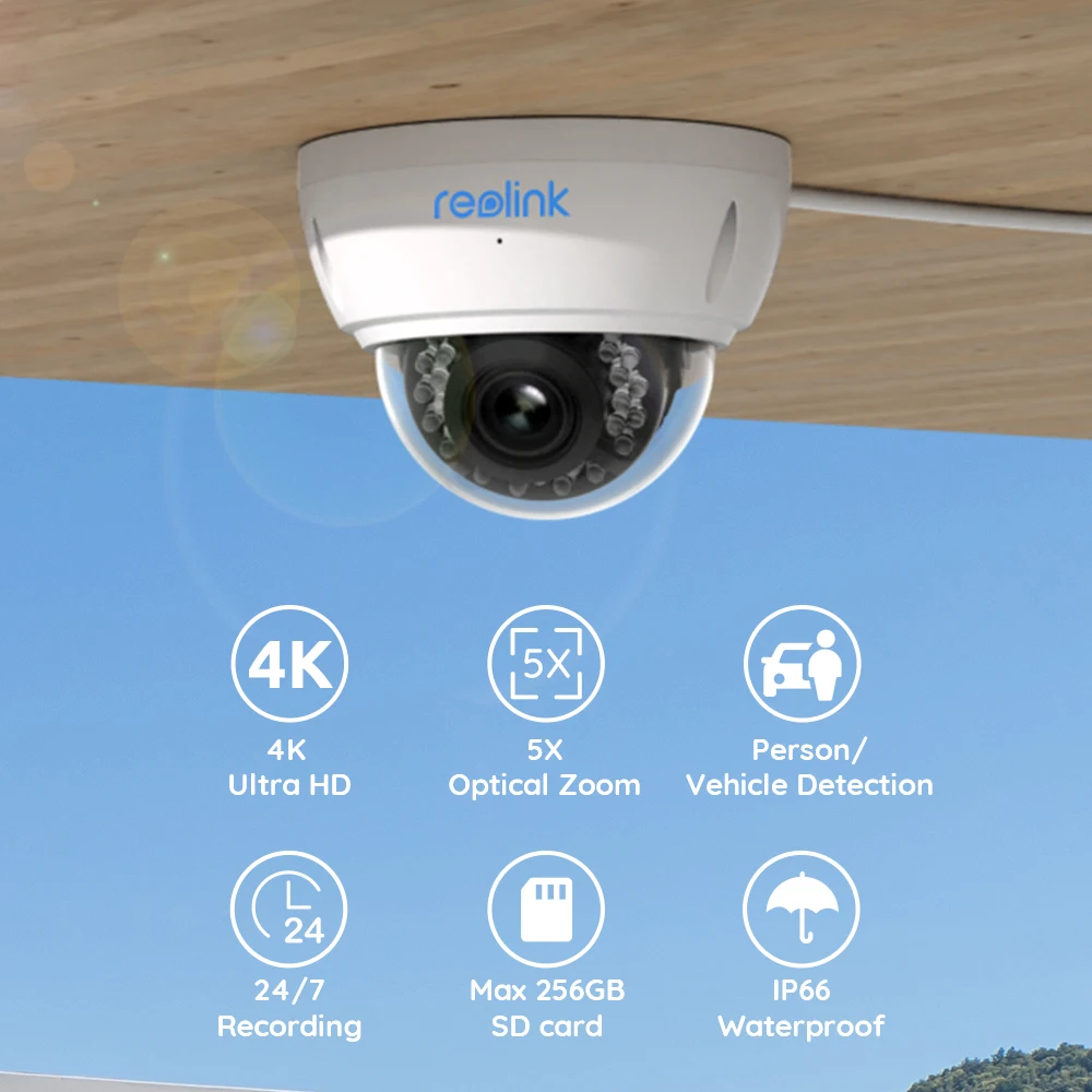Reolink 4K PoE IP Camera RLC-842A Smart Home Human/Car Detection 5X Optical Zoom Security Protection Camera Video Surveillance