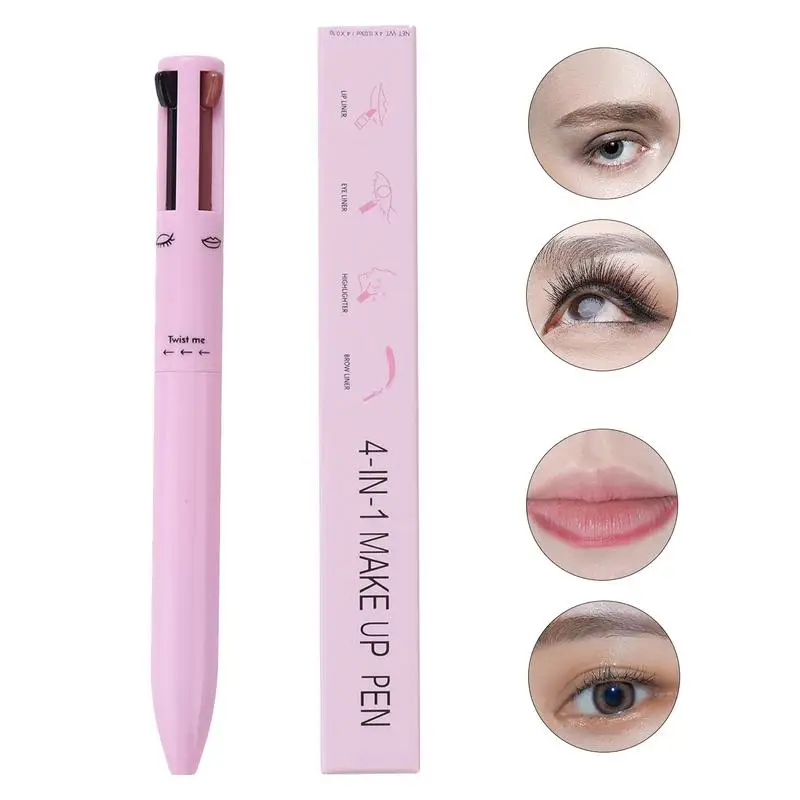 Stylo de maquillage pour les yeux avec eye-liner et surligneur, 4 en 1, vepliner pour sourcils, haute pigmentation, beauté du visage, outil cosmétique pour femme