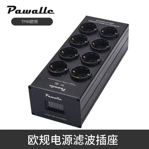 Tp80 Power Filter Socket Ruisonderdrukking Overbelastingsbeveiliging Spanningsweergave Functie Audioversterker Europese stekkerkaart