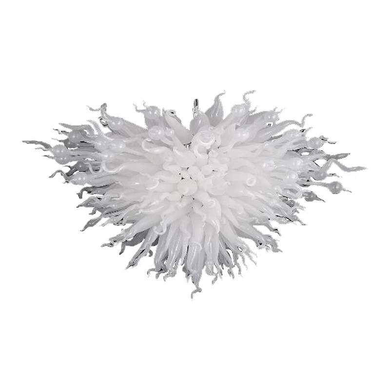 Hand Blown Glass Pendant Lamp White Chandelier Customizable Lighting Fixture