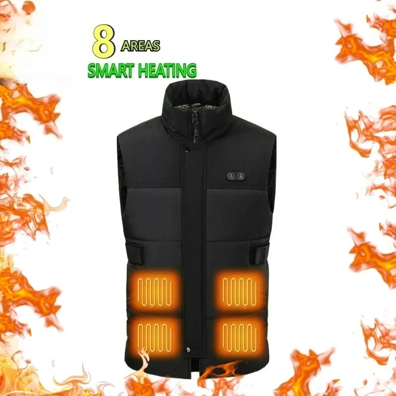 

Man Winter USB Heated Padding Vest Jackets 8 Areas Heating Warm Coat Ski Thermal Puffer Sleeveless Waistcoat 8xl Men Clothing