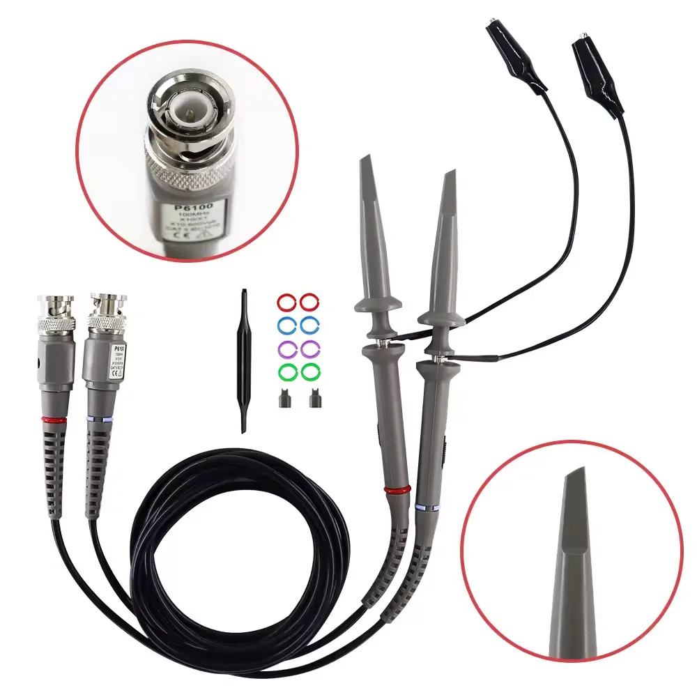 High Quality 6100 BNC Oscilloscope Probe Kit 100MHz 1X 10X Mayitr High Precision Scope Analyzer Alligator Clip Probes Test Leads