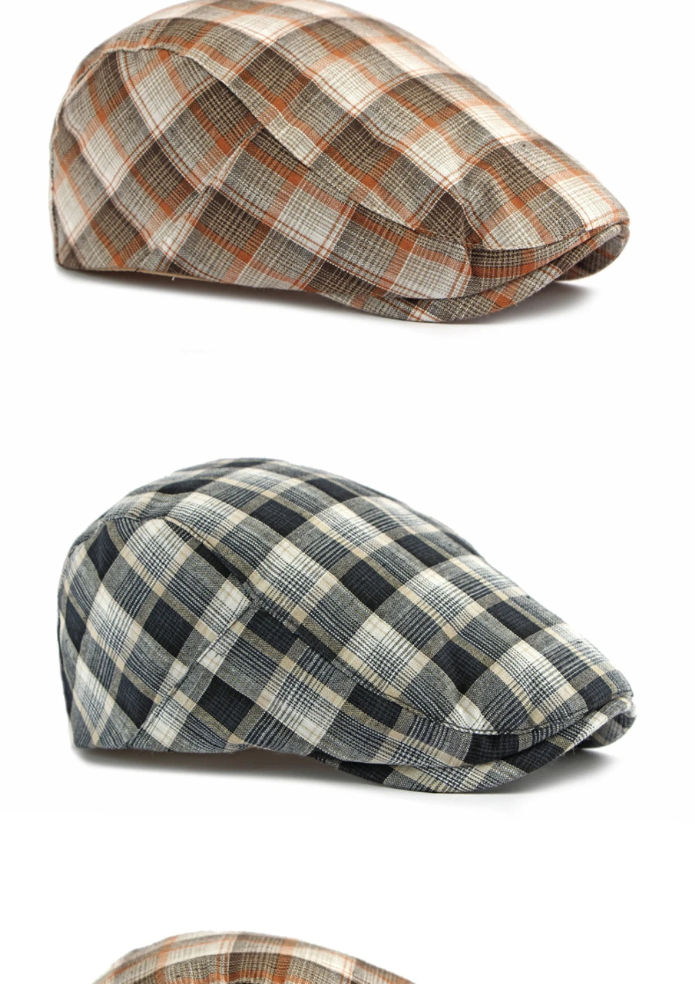 HT5073 Neue Frühling-Sommer Karierte Baskenmütze Unisex Ivy Flat Cap Vintage Künstler-Mütze Verstellbare Herren-Baskenmütze – Detail 7