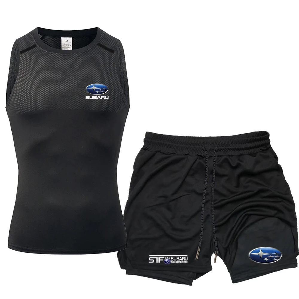 SUBARU racing suit men's sportswear, quick drying basketball T-shirt, quick drying breathable vest, shorts, gym, running, two-pi