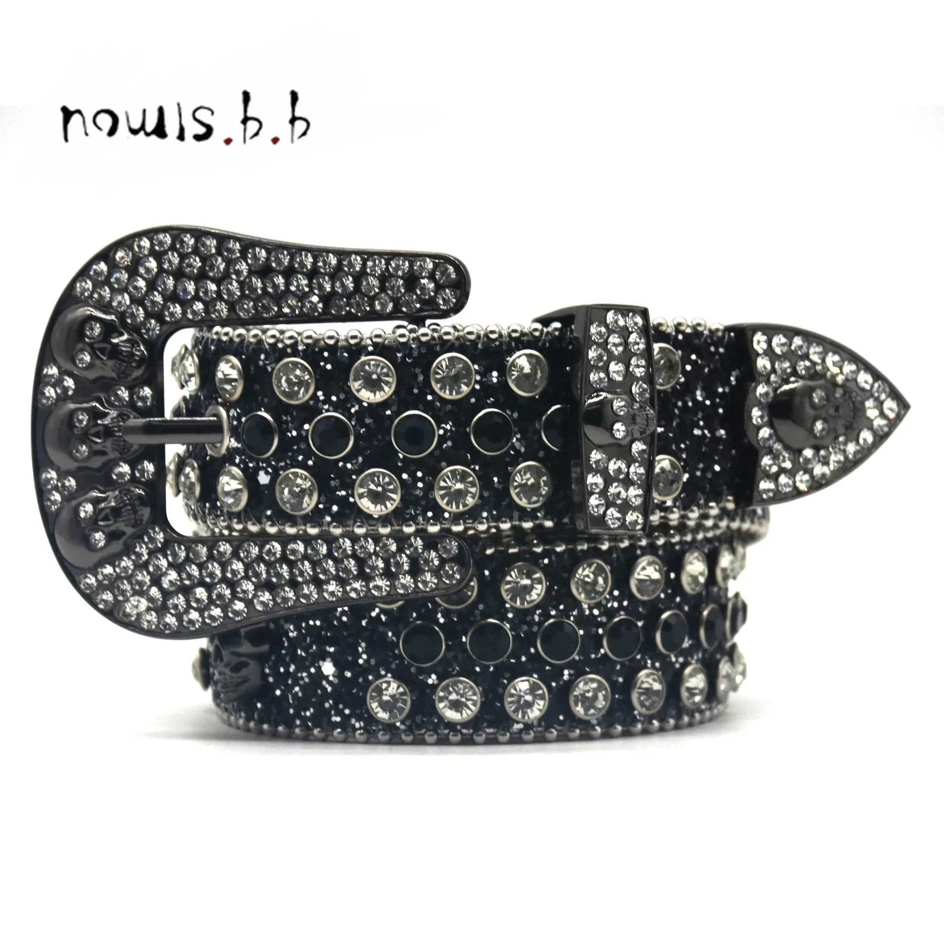 

Skull Western Rhinestones Belt Design Crystal Studded Belt Pin Buckle For Women Man Jeans Ceinture Femme Cinto De Strass