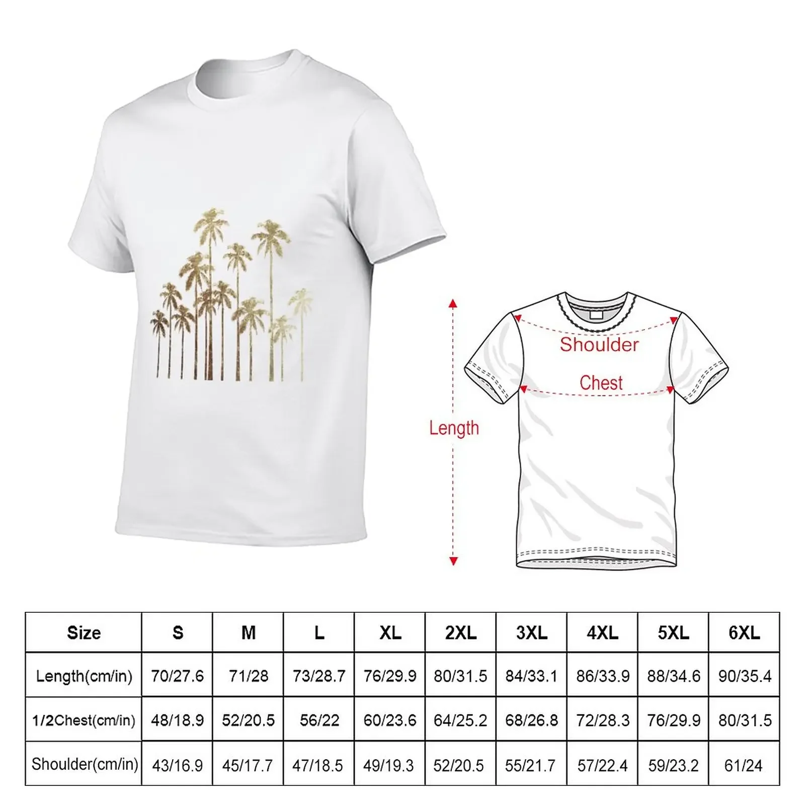 Glamorous Gold Tropical Palm Trees on White T-Shirt korean fashion customs men t shirt