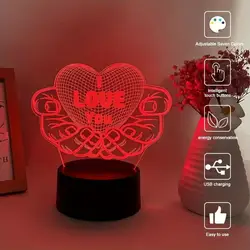 1pc  LOVE 3D Night Light, 3D Optical Illusion Lamp With Touch, 7-Color Changing Ambient Light For Bedroom